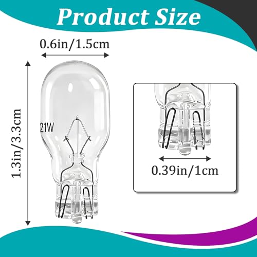 Image of 30 Pcs 54766 912 Bulb for Auto RV Marine Camper | Interior Light Bulbs Replacement, 12V, 21W, T15 Base, For License Plate Side Marker, Long Service Life