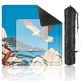 Mahjong Mat 31.5' x 31.5' Eagle Soaring Ancient Pine Trees Rocky Mountains Traditional Landscape Non-Slip Noise Reduction Mahjong Tiles Table Cover for Dominoes Poker Card Board and Tile Games