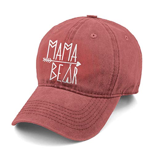 Image of KKMKSHHG Unisex Mama Bear Denim Hat Adjustable Washed Dyed Cotton Dad Baseball Caps