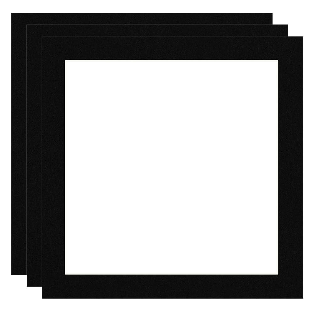 Procut Global 50x50cm Black Picture Mounts Board to Fit 40x40cm Aperture Size - Photo Mount Card Ideal for Prints, Artwork, Crafts & Certificates - Sizes & Colors Available - Pack of 3 — image 1