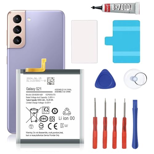 Qoutmcuy [2026 New Upgraded] 5000 mAh Li-Polymer EB-BG991ABY Replacement Battery for Samsung Galaxy S21 Model: SM-G991U1 with Tool Repair Kit