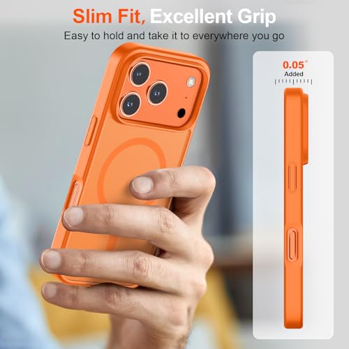 Image of SUPFINE Magnetic for iPhone 17 Pro Case (Compatible with MagSafe)(Military Grade Drop Protection) Translucent Matte Shockproof with Anti-Fingerprint Phone Cover,Starry Orange