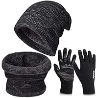 Petrunup Conjunto Gorro Guantes Bufanda Hombre con Forro Polar