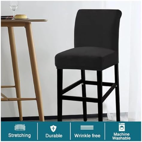 Stretch Bar Stool Covers, Pub Chair Slipcovers, 2-Pack Protector for Short Swivel Dining Chairs, Durable and Stylish Barstool Slipcovers for Home Decor