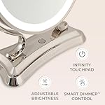 Zadro 12" Glamour LED Makeup Mirror with Lights and Magnification 5X/1X Touch Control Mirror with Lights for Makeup Desk (X-Large | 12" W x 16" H | Satin Nickel) - Image 5