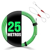 AG LogiShop Guía Pasacables Profesional 25m y 4mm + Pasacables Eléctrico con 2 Tiradores + Cinta Organizadora | Guía Cables Resistente para Instalaciones y Herramientas Electricista