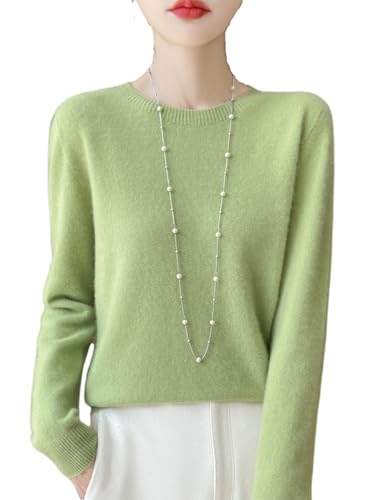 100% Merino Wool Sweaters Women's Fall Winter Warm Soft Knitted Loose Pullover Round Neck Long Sleeves(202)