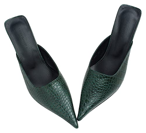 Annakastle Womens Croc Pointy Toe Kitten Heel Mule Slide Dress Shoes Green Sz 7.5 #TOP3