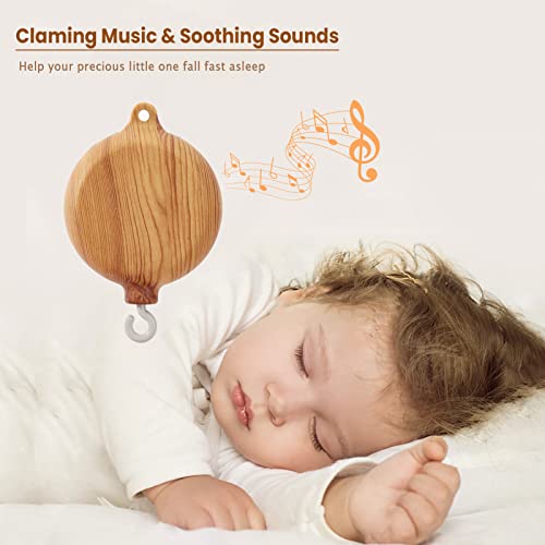 Crib Mobile Arm With Music Box - 25 Inch Universal Mobile Arm For Crib - 35 Lullabies, Volume Control, Mobile Hanger For Crib With Washable Arm Cover - Crib Toys Attachments (Imitation Wood Color) #TOP3