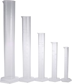 Baluue Measuring Cylinder Set - Plastic Graduated Cylinder - 10ml, 25ml, 50ml, 100ml, 250ml High-Precise Scale Transparent Measuring Cylinder for Lab Experiment