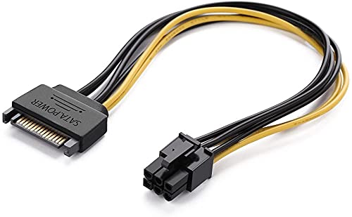 CABLESETC PCI-E Graphics Card Power Connector Cable Adapter SATA 15 Pin Male to 6-Pin Male video cord [Yellow, Black] (B09Q8XT6HG) Amazon Price History, Amazon Price Tracker