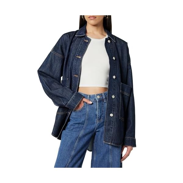 The Drop Pilar Long Denim Shirt Jacket Chaquetas Mujer