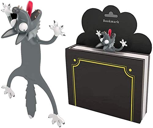 Lovely Bookmarks, Wakaka Funny 3D Cartoon Bookmark Animals Reading Bookmarks for Students Office Stationery Creative Gift Ideal for Boys Girls (Wolf)