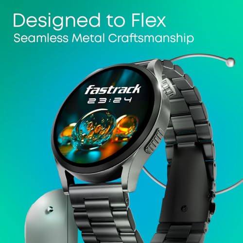 Image of Fastrack Radiant FX4 1.51 inch AMOLED Metal Smart Watch with Single Sync BT Calling, Functional Crown, All-Round Health Tracking, 100+ Sports Modes, IP68 - Smartwatch for Man & Woman (Black)