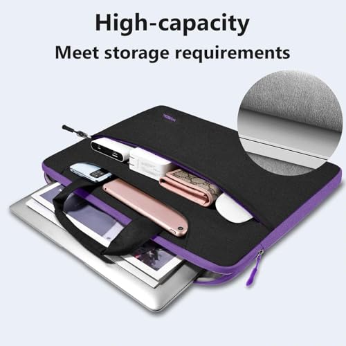 Image of Hseok Laptop Shoulder Bag 15 15.6 16 Inch Briefcase,Compatible MacBook Pro /Neo 16 inch,MacBook Air /Pro 15,XPS 15 /16 and most 15.6-16 and Most 15-16 Notebooks,Spill-Resistant Handbag,Black Purple