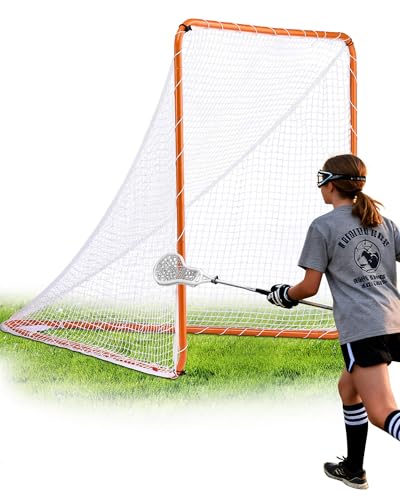 VEVOR Lacrosse Goal 6 x 6 Modular Lacrosse Net Steel Frame Backyard Lacrosse Training Equipment Portable Lacrosse Goal with Carry Bag Quick & Easy Setup Perfect for Youth Adult Training Orange