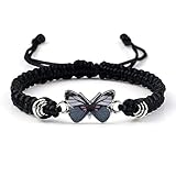 Fuqimanman2020 Colorful Butterfly Charm Bracelet String Handmade Woven Adjustable Braided Rope for Couple Women Friendship BFF Party Family Jewelry-Gray Black