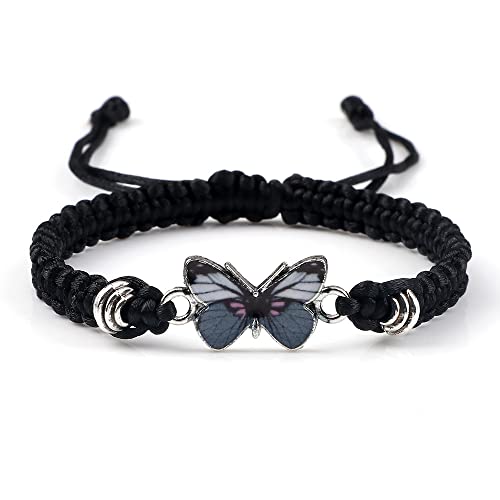 Fuqimanman2020 Colorful Butterfly Charm Bracelet String Handmade Woven Adjustable Braided Rope for Couple Women Friendship BFF Party Family Jewelry