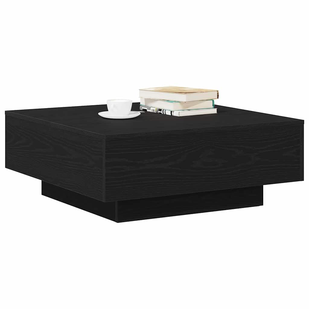 vidaXL Coffee Table Black Oak 80 x 80 x 31 cm, Living Room, Modern, Durable Coffee Table, Minimalist Design, Accent, Contemporary Furniture, Functional Centerpiece
