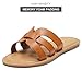 mazeskin Womens Memory Foam H-Band Summer Comfortable Dressy Flat Slide Sandals,Cognac Leather US8