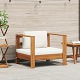 MATÉRIAUX ET DIMENSIONS DE HAUTE QUALITÉ Cette chaise de jardin est fabriquée en bois massif d'acacia robuste avec un aspect teck élégant et offre une base stable avec ses dimensions de 80 x 65 x 60 cm (L x P x H). Les coussins d'assise et de dossier de 10 cm d'épaisseur en blanc crème assurent un confort optimal et sont fabriqués en 100 % polyester.
