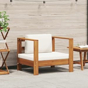 FWIKDUN FWIKDUN Gartenstuhl mit Auflagen aus Akazien Massivholz in Creme, Hochwertiger Sessel mit Armlehne und Polsterkissen für den Außenbereich, Wetterfeste Teakoptik und Ölbeschichtung FWIKDUN FWIKDUN Gartenstuhl mit Auflagen aus Akazien Massivholz in Creme, Hochwertiger Sessel mit Armlehne und Polsterkissen für den Außenbereich, Wetterfeste Teakoptik und Ölbeschichtung