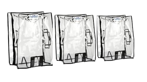 Image of Set of 3 Suitcase Cover Protector Water-Dust-Scratch Proof PVC Clear Zippered for Trolley Luggage Bag Cover for Soft /Nylon Suitcase (22 inch 26 inch 30 inch)