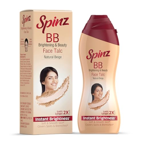 Spinz BB Brightening & Beauty Face Talc for Instant Brightness that Lasts 2X Longer, Covers Dark Spots and Blemishes, Gives Soft and Smooth Skin, (Natural Beige) – 70g powder Spinz BB Brightening & Beauty Face Talc for Instant Brightness that Lasts 2X Longer, Covers Dark Spots and Blemishes, Gives Soft and Smooth Skin, (Natural Beige) – 70g powder