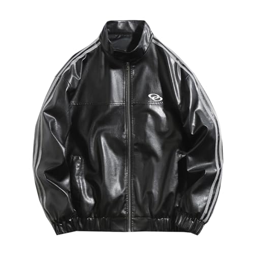Veste en cuir hommes automne couple high street blouson motard noir mode urbaine