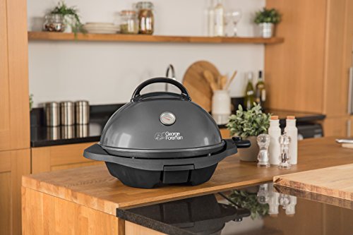 George Foreman Grill 2in1 Elektrogrill [Testsieger]: Standgrill & Tischgrill (Innen- & Außennutzung, Balkon & Küche, Ø44,5cm, Temperaturanzeige, Fettauffangschale, 2400W) Kugelgrill 22460-56