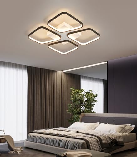 Plafonnier LED moderne 4 carrés réglable pour salon 48cm