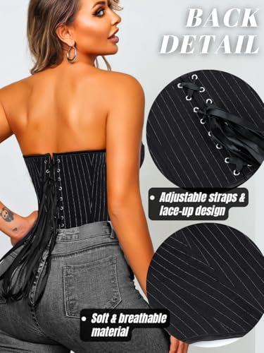 Image of ChiaoLezhee Heart Corset Top For Women, Sexy Concert Outfits Going Out, Strapless Crop Top, Overbust Bustier