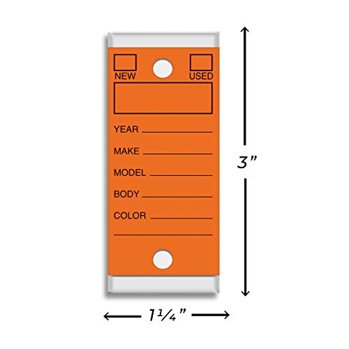 Image of Versa-Tags 250 Per Box, Self-Protecting Paper Key Tags with Chrome-Plated Split Rings Perfect for Car Truck Or RV Dealers Orange