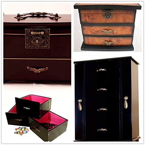 dophee 10Pcs Antique Brass Decorative Pull Handle for Mini Jewelry Box Drawer Cabinet Chest Decoration Arch Shape 1.77" x 0.39"- Small - Image 4