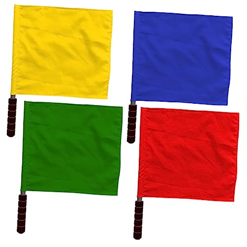 BESPORTBLE 4pcs Signal Flags with Handle Referee Traffic Fan Cheering Flags for Competitions and Events Durable and Comfortable Hand Waving Design