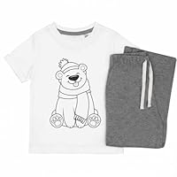 Azeeda 'Polar Bear' Kids Cotton Pyjama Set – Comfortable Children's Nightwear, Sleepwear and Loungewear - Unisex for Boys and Girls - Grey, 7-8 Years (KP00045215)