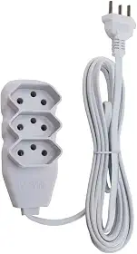 Force Line - Extensão Slim 3 Tomadas Tripolar Bivolt 3 Metros Branco