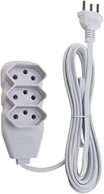 Force Line - Extensão Slim 3 Tomadas Tripolar Bivolt 3 Metros Branco