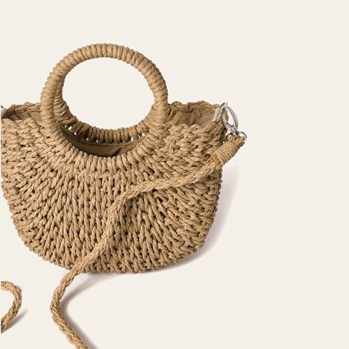 Womens Straw Beach Bag with Pom Pom Tassels Woven Crossbody Shoulder Bags Top Handle Satchel Handbag Purse for Summer4