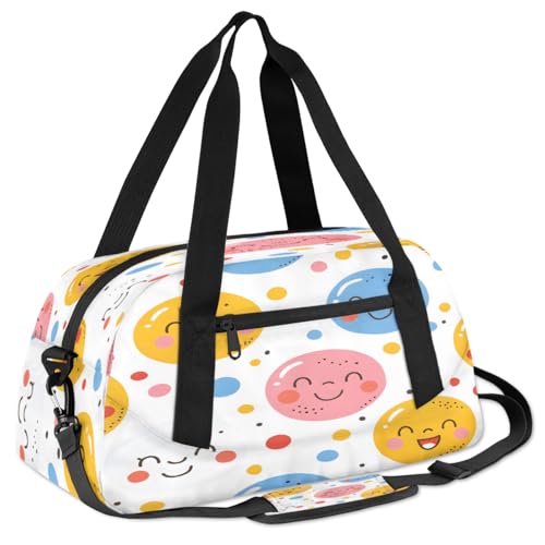 Smiling Face Kids Duffle Bag Boys Girls Small Sport Dance Gym Bag for Overnight Travel Weekender Carry On3