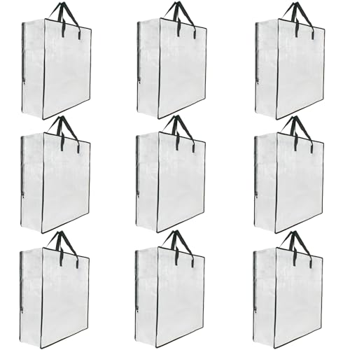 9 Pack Clear Storage Bags with Zipper and Handles, Blanket Bags For Closet Storage, Moving and Packing Supplies for College, Underbed Storage Organizer for Clothes Pillow Bedding Christmas Wreath