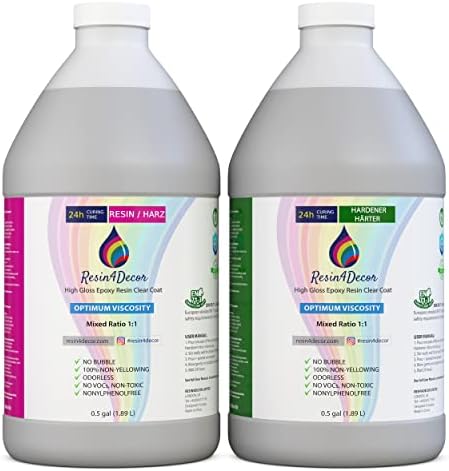 RESIN4DECOR 1:1 Ultra Clear Epoxy Resin - Perfect for Craft and Art Jewellery and Mold Making - Non Yellowing and Non-Toxic - Hardening in 12-24 Hours - Odourless - 3800ml