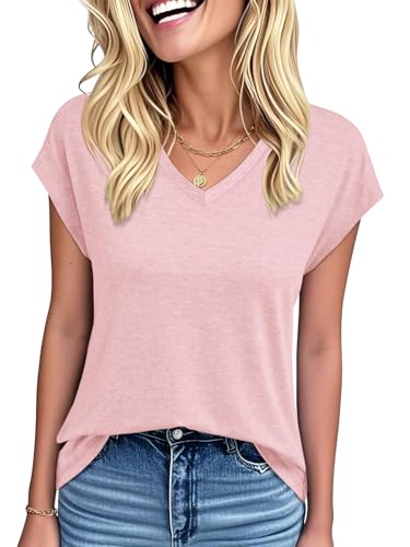 YOKGO Womens Summer Tops Short Sleeve Shirts V Neck...
