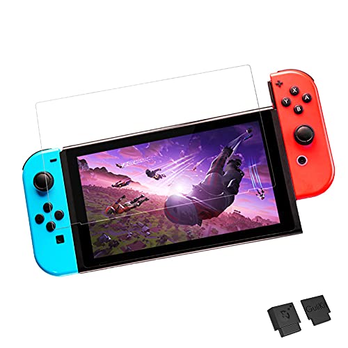 GuliKit NS11 Displayschutzfolie Glas für Nintendo Switch, Switch Panzerglas Schutzfolie mit Locator Einfaches Anbringen, 9H Härte/Anti- Kratzer/Bläschenfrei/ 2.5D Runde Kante - 2 Stück Cover
