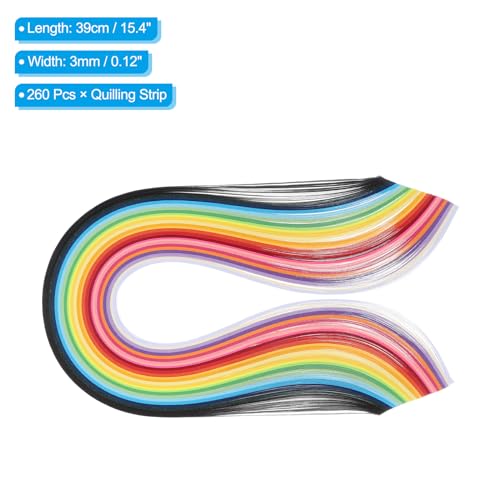PATIKIL 260 Stück Quilling-Streifen Papier 1/8 (3mm) 39cm Origami-Papier Quilling-Streifen für Kunst DIY Handwerk Weihnachten