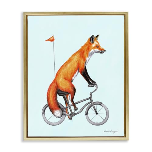 Fox Bicycle Woodland Novelty, 17 x 21 Inch Canvas in Floater Frame