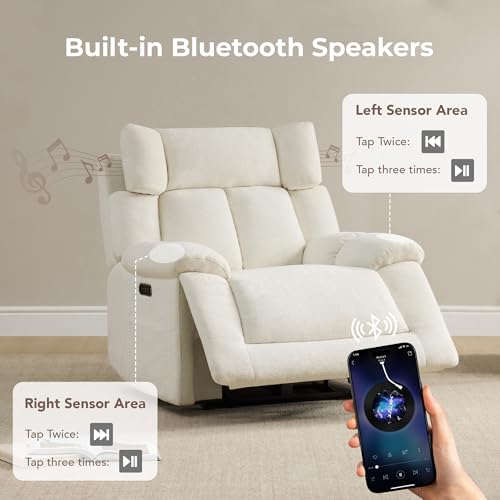 Sillón reclinable con altavoces crema miniatura 4