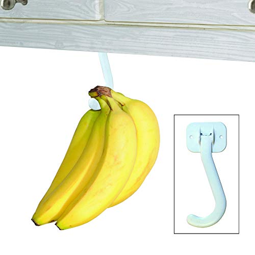 Gadjit Banana Hook Hanger - Ripen Naturally with Under Cabinet Banana Hanger/Holder. Self-Stick and Adheres (White)