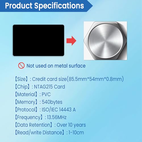 Image of 10pcs Rewritable NFC Tags Ntag215 NFC Cards Programmable NFC Business Card 504 Bytes Memory NFC Tag for Easy Convenient Functionality Compatible with TagMo and NFC Enabled Phones, Black