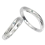 ぬいぐるみ付 ペア リング ステンレス ブルーダイヤモンド ベア くま ウェーブ レディース メンズ 指輪 アクセサリー 女性 男性